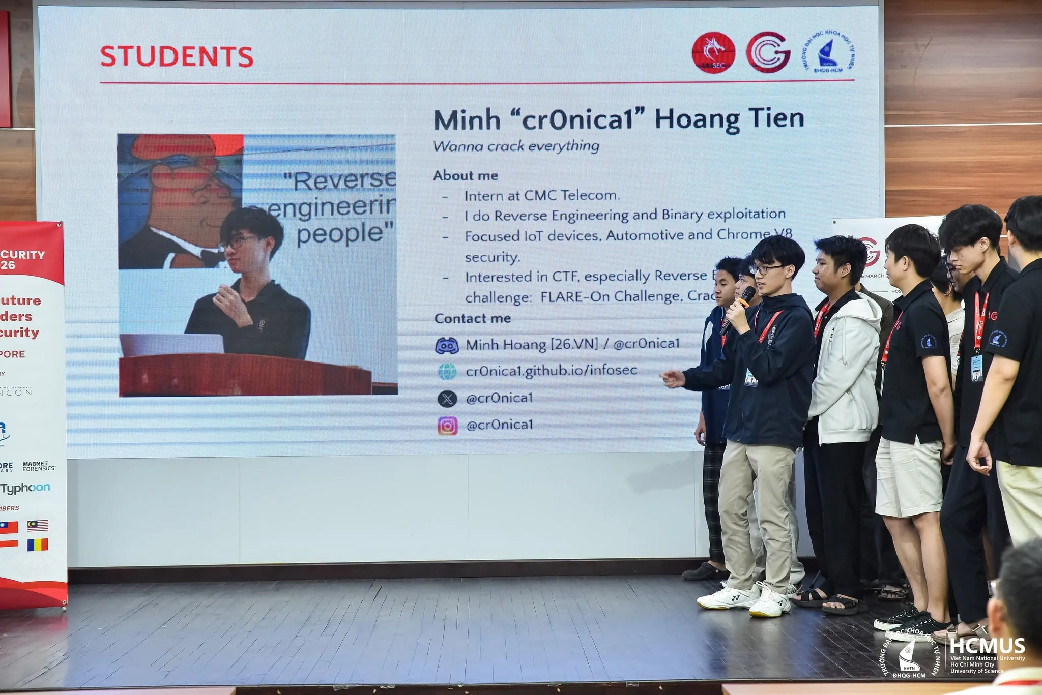 Hoàng Tiến Minh trong phần giới thiệu học viên tại GCC 2026